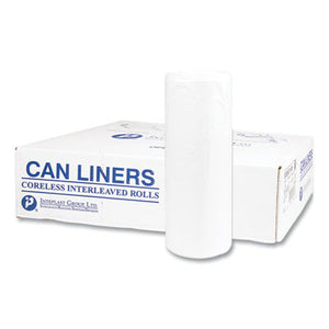 Inteplast Group High-Density Commercial Can Liners Value Pack, 60 gal, 19 microns, 38" x 58", Clear, 25 Bags/Roll, 6 Rolls/Carton