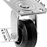 Maximize Your Mobility with 4-Pack 4" Medium Heavy Duty Plate Casters - 1800 lbs Total Capacity, Swivel Rubber Molded Steel Wheels, and Extra 2" Width Top Plate