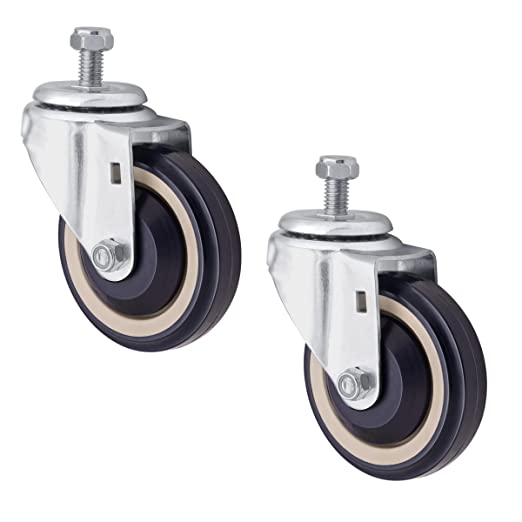 4" Polyurethane Shopping Cart Caster Wheels - 2 Pack Stepped and Full Tread Face with Double Ball Bearings and Bolts - 500 lbs Total Capacity - Dark Blue Beige
