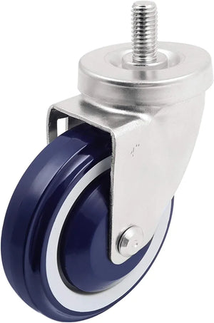 4-inch Polyurethane Cart Wheel Caster Kit (4-Pack, 4000 lbs Total Capacity) with Stepped & Full Tread Face in Dark Blue Beige