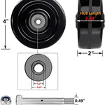 Heavy-Duty 5"x2" Phenolic Casters with Rolling Bearing and Steel Bushing - 4000 lbs Total Capacity (Pack of 4)