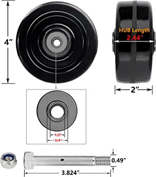 5"x2" Phenolic Wheel for Trolleys, Flatbeds & Trailer Jack - 1000 LB Capacity, High Temperature Resistance