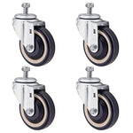 4-Pack of 4-Inch Polyurethane Caster Wheels with Stepped and Full Tread Face, Double Ball Bearing, Bolts Included - Total Capacity of 1000 lbs (Dark Blue Beige)