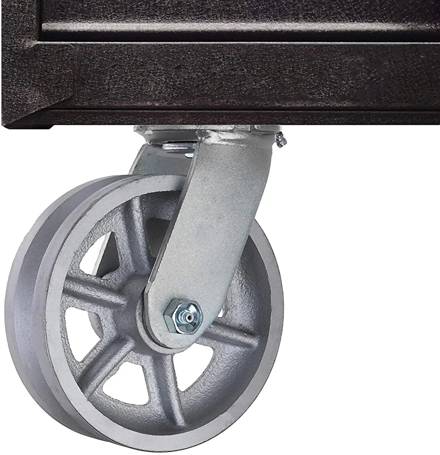 4-Pack 6" Silver Swivel Cast Iron V-Groove Top Plate Caster with 2" Extra Width and 4000 lbs Total Capacity