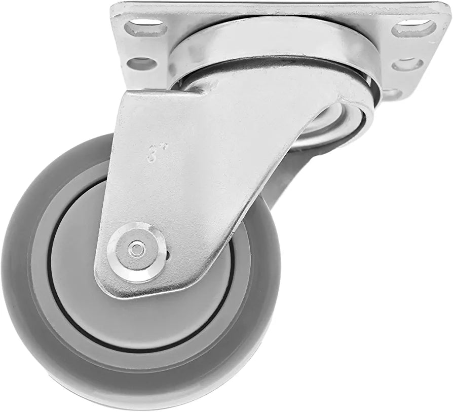 Pack of 12 Heavy-Duty 3-inch Polyurethane Casters with 330lb Capacity Each and Centre Bearing Top Plate