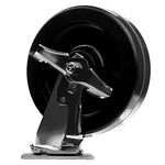8-inch Plate Caster with Heavy Duty Phenolic Wheel, 4 Pack (4 Swivel with Brake, Extra 2-inch Width), Total Capacity 3000 lbs