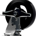 Heavy Duty 6" Plate Caster 4-Pack - 2400 lbs Capacity (2 Swivel w/Brakes, 2 Rigid) - Rubber Mold on Steel Wheel - Top Plate Caster 2" Width