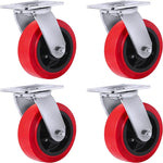 Polyolefin/Polyurethane 5" Plate Caster Wheel 4 Pack, Top Plate Caster Extra Width 2 inches, 3000 lbs Total Capacity (5 inches Pack of 4 Swivel No Break Casters)