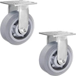 Premium 5" Heavy Duty Plate Casters - Pack of 2, 800 lbs Capacity, Rigid Thermoplastic Rubber Wheels, Gray