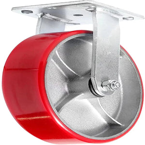 Industrial Strength 8"x2" Heavy Duty Casters - 1500LB Load-Bearing Capacity, Polyurethane Wheels, Rigid Caster - Ideal for Furniture, Workbenches, Toolboxes (1 Rigid)