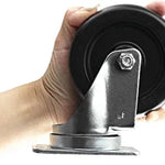4" Swivel Caster with 700 lbs Total Capacity - Pack of 2, Polyolefin Black Rubber Top Plain Plate for Smooth Movement