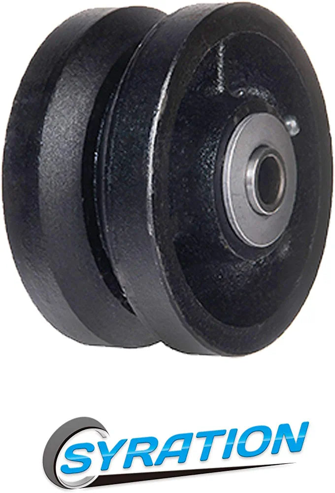 4" Cast Iron V-Groove Caster Wheel with Straight Roller Bearing (4 pack) - Supports up to 3200 lbs