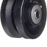 4" Cast Iron V-Groove Caster Wheel with Straight Roller Bearing (4 pack) - Supports up to 3200 lbs