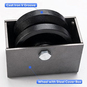 4"x 2" V-Groove Wheel with Box - cast Iron Wheel,Capacity up to 800 Lb. Use for Slide Gate,Rolling Door with V-Track（1 Wheel with Box)