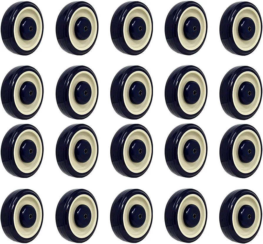 20-Pack of 5"x1-1/4" Polyurethane Shopping Cart Wheels with 3/8" Bore - 350 lbs Load Capacity (Navy/Beige)