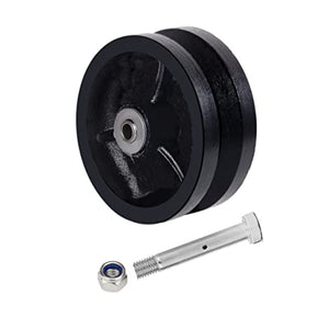 High-Capacity 4"x1-1/2" Cast Iron V Groove Caster Wheel with Straight Roller Bearing - 600 lbs Load Capacity, Ideal for Heavy-Duty Applications (1 Black Wheel)