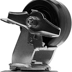 3600 lbs Capacity 4" Plate Caster with Phenolic Wheel, Top Plate Mount, 2" Extra Width, Swivel with Brake - Pack of 4