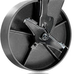 Heavy Duty 8-Inch Plate Caster Set - 5200 lbs Total Capacity, 4 Pack with Swivel and Brakes - Steel Cast Iron Wheel with Top Plate Caster, 2-Inch Tread Width, Silver