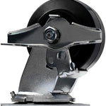Extra Wide 4" 4-Pack Plate Casters - 1800 lbs Capacity (2 Swivel w/Brakes & 2 Rigid) - Mold-on Rubber Steel Wheel