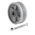 Heavy-Duty 4"x2" Cast Iron V Groove Caster Wheel with 800 lbs Capacity and Straight Roller Bearing (1 Silver Wheel)