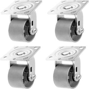 4" Heavy Duty Plate Casters - Pack of 4, 2800 lbs Capacity, Silver Swivel Wheels w/ Extra Width 2" Top Plate