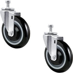 2-Pack Heavy Duty 5-Inch Swivel Stem Casters with Smooth Running Wheels, Perfect for Furniture, Storehouses, and Workbenches - Includes 4 Nuts for Easy Replacement