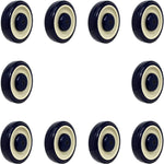 5" Polyurethane Shopping Cart Wheels (10 Pack) with Double Ball Bearings - 2500 lbs Total Capacity - Dark Blue Beige Stepped Face Design