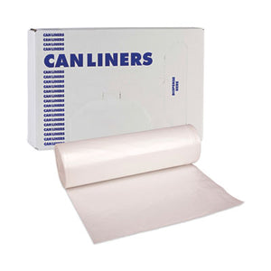 Boardwalk® High-Density Can Liners, 56 gal, 19 microns, 43" x 47", Natural, 25 Bags/Roll, 6 Rolls/Carton