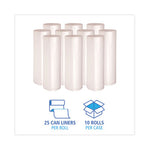 Boardwalk® High Density Industrial Can Liners Coreless Rolls, 45 gal, 13 microns, 40 x 48, Natural, 25 Bags/Roll, 10 Rolls/Carton