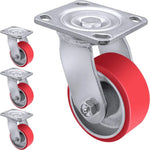 Industrial Grade 4x2 Polyurethane Casters - 3000LB Capacity (Set of 4 Swivel) for Furniture, Workbenches, Tool Boxes