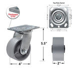 Heavy Duty Caster Steel Cast Iron Wheel, Tool Box and Workbench Swivel Caster 800LB Capacity (4 inch, 1 Swivel)