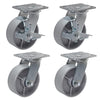 Heavy Duty Caster Steel Cast Iron Wheel, Tool Box and Workbench Caster-Set of 4 4000 LB Capacity (5 inch, 4Swivel&2Brake)