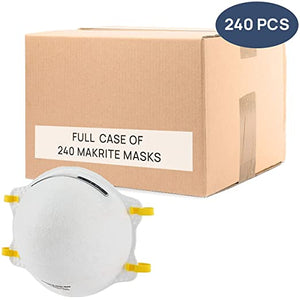 NIOSH Certified Makrite Pre-Formed Cone Particulate Respirator Mask, M/L Size (Case of 240 Masks)