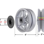 6"x2" Cast Iron V Groove Caster Wheel with Straight Roller Bearing Capacity 1000 lbs (1 Silver Wheel)
