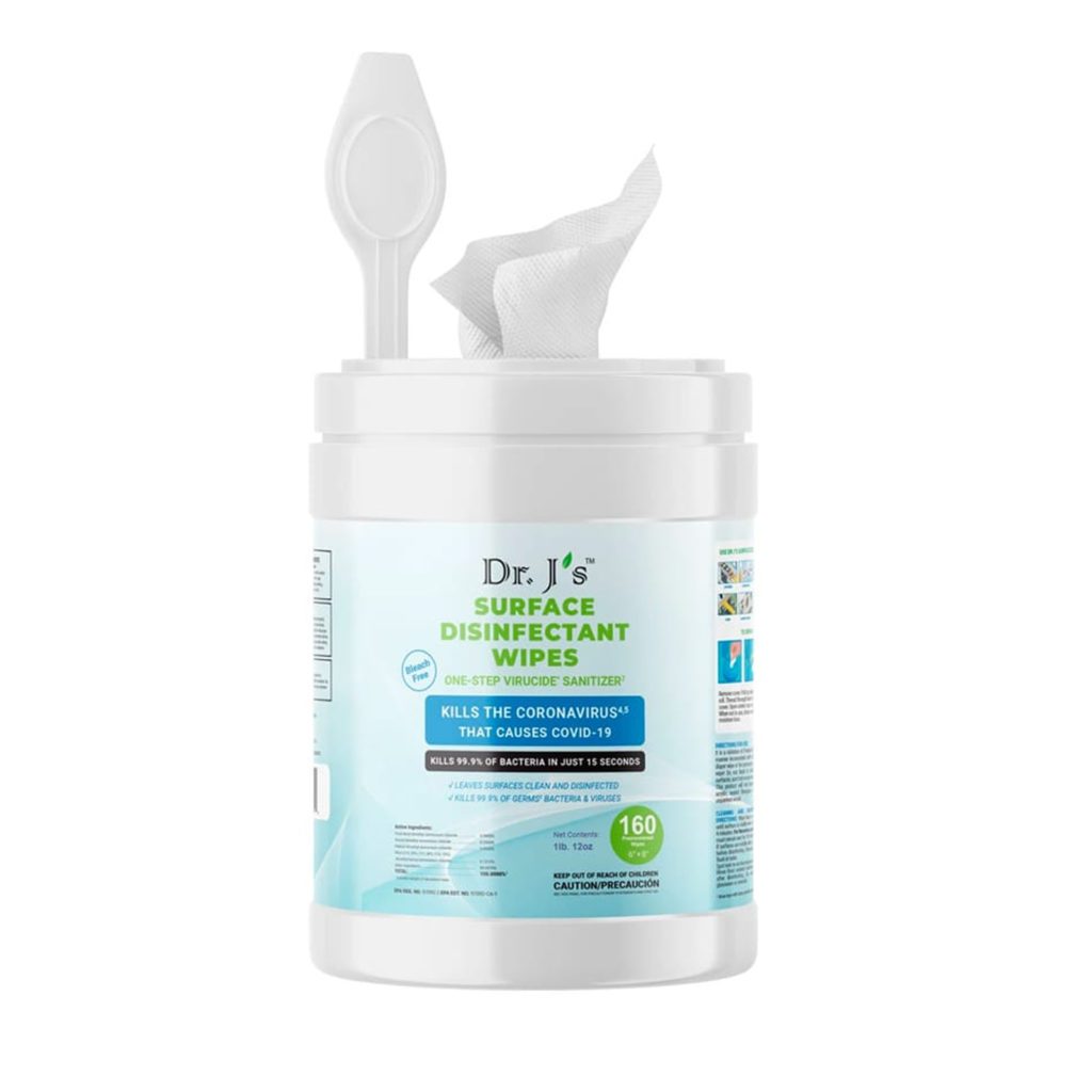 Dr. J Disinfectant Wipes (160 ct) – (Carton of 8 – $5.95/canister)