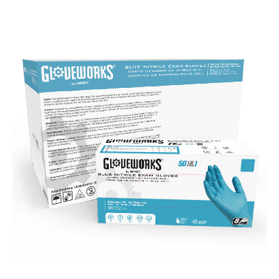 Gloveworks® Exam Blue Nitrile Gloves (Case of 500) - Extended 12" Cuff