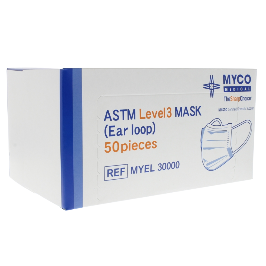 MYCO Procedure Face Mask White ASTM Level 3 (Pallet of 60,000 Masks)