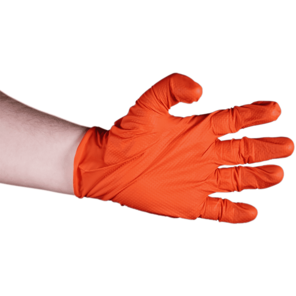 Sunline Orange Nitrile Gloves (8mil) – (Carton of 10 Boxes – 1,000 Gloves)